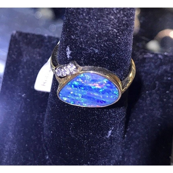 Robson Opal/Diamond Set Pendant Earrings Ring Same Color/Shape 14k Gold NWT - Picture 5 of 6